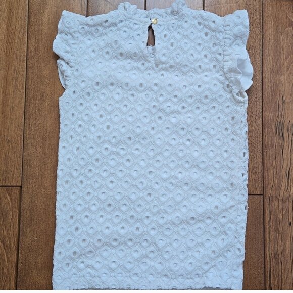 Koko Noko white eyelet short ruffled sleeve shirt size 5 - Picture 3 of 10
